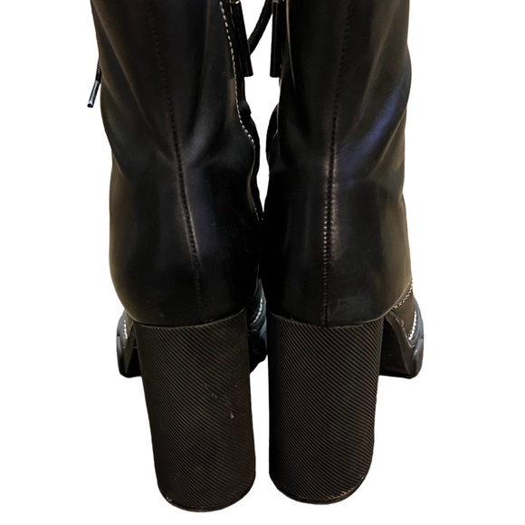 ZARA BLACK GENUINE LEATHER PLATFORM COMBAT BOOTS SIZE 41 - Picture 4 of 7